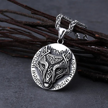 Viking Wolf Head Necklace