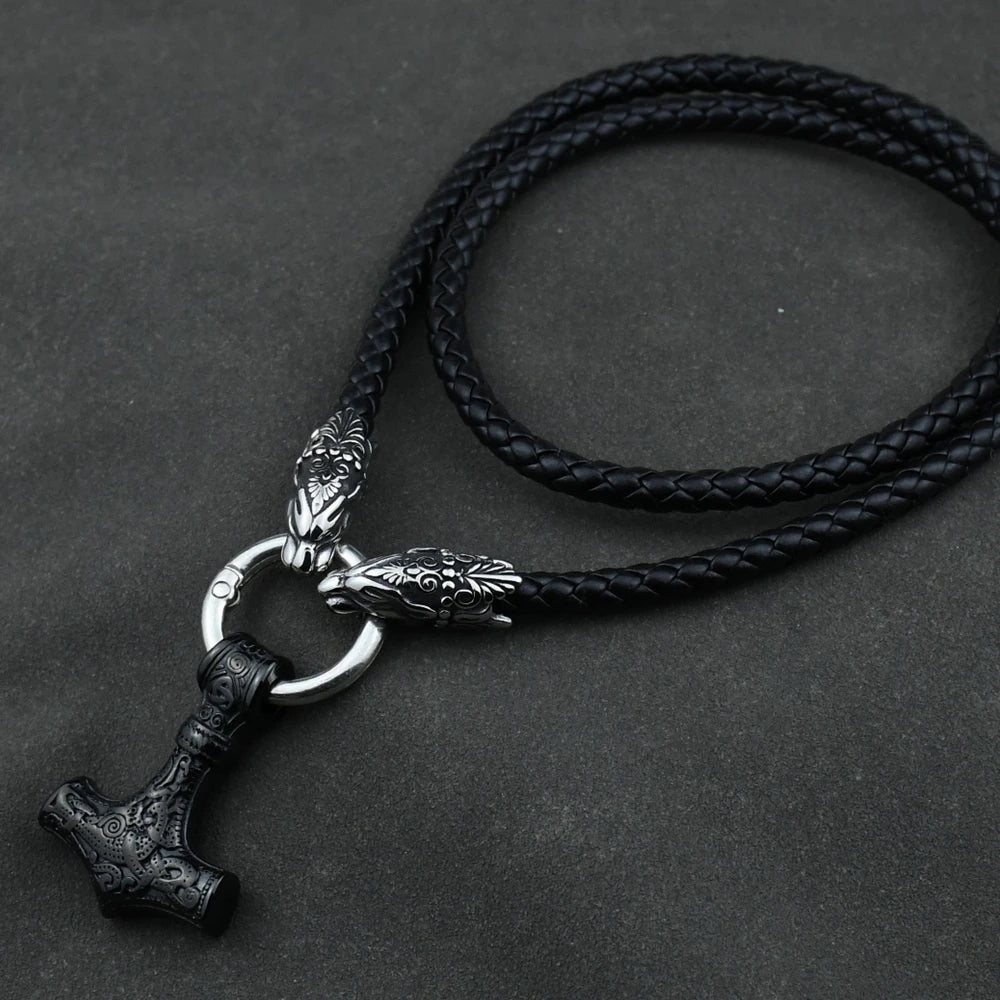 Viking Leather Wolf Necklace