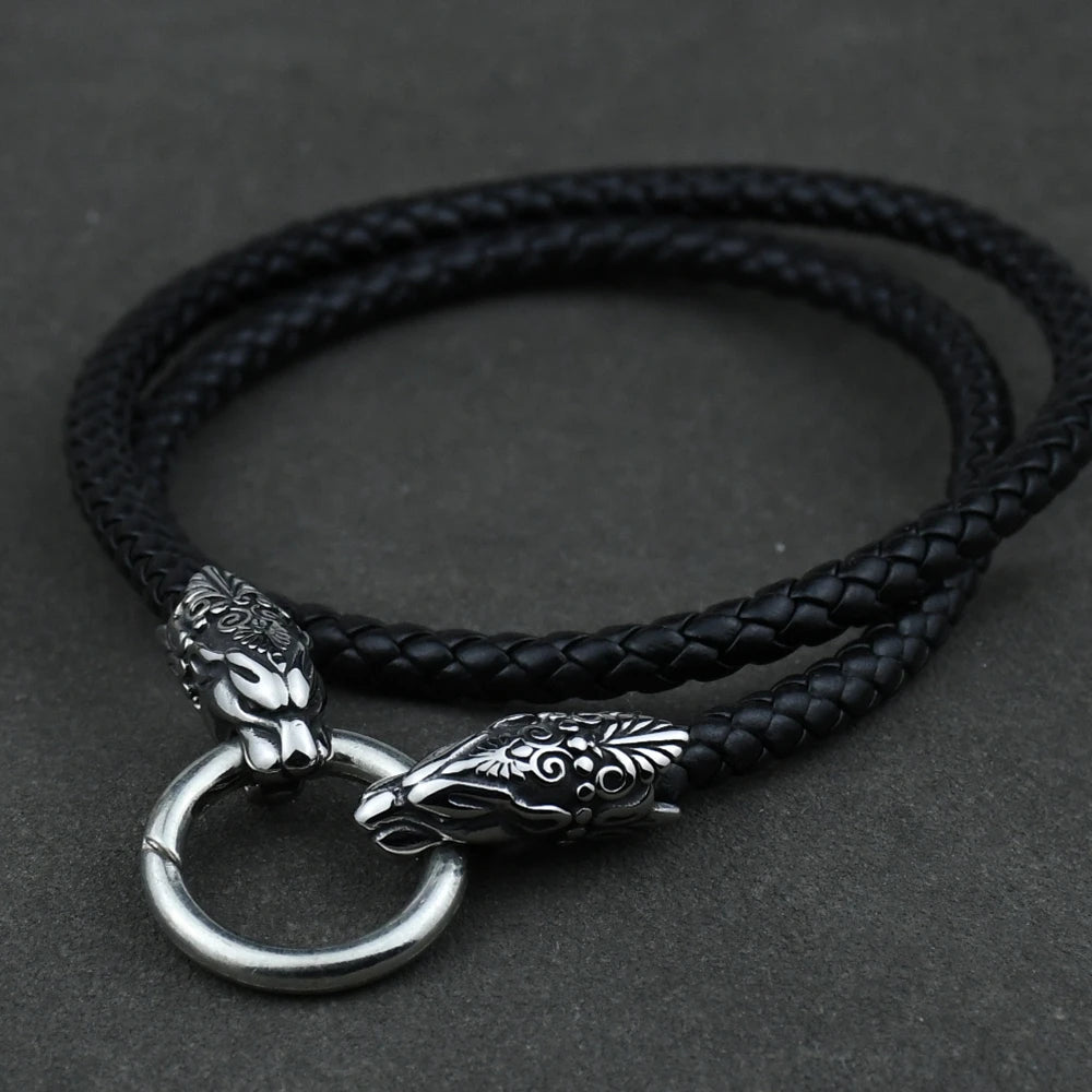 Viking Leather Wolf Necklace