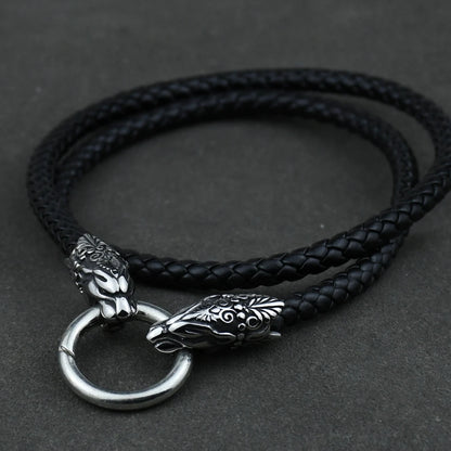 Viking Leather Wolf Necklace