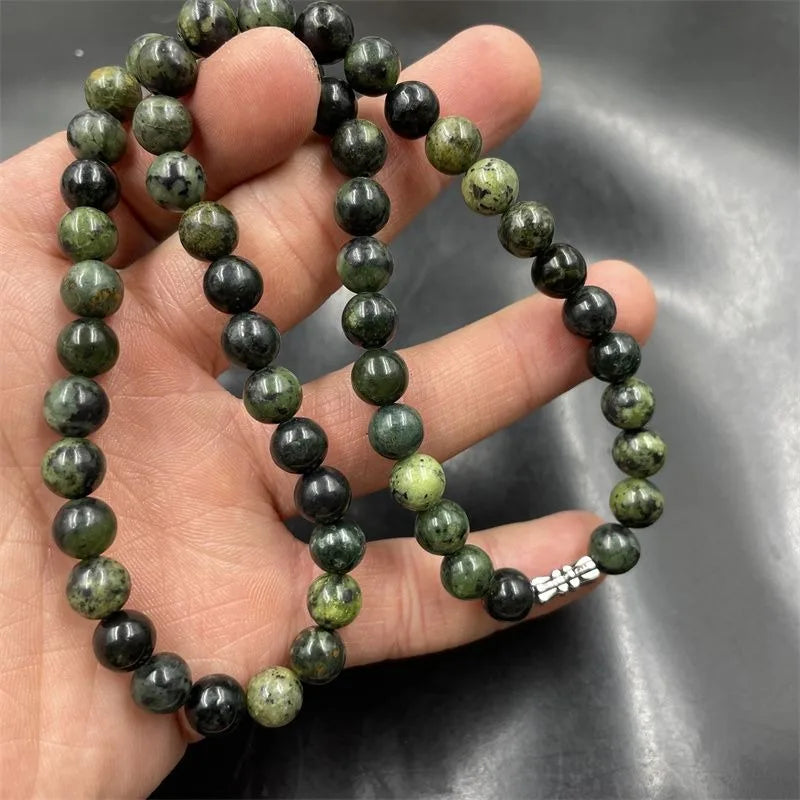 Tibetan Green Jade Healing Bead Necklace