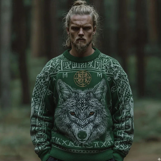 Viking Wolf Guardian Knit Sweater