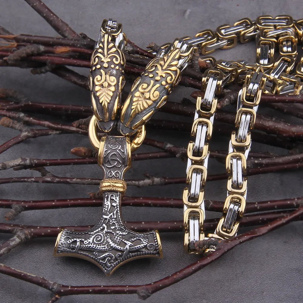 Viking nKing Chain Thor's Hammer Pendant Necklace Ancient Treasures Ancientreasures Viking Odin Thor Mjolnir Celtic Ancient Egypt Norse Norse Mythology