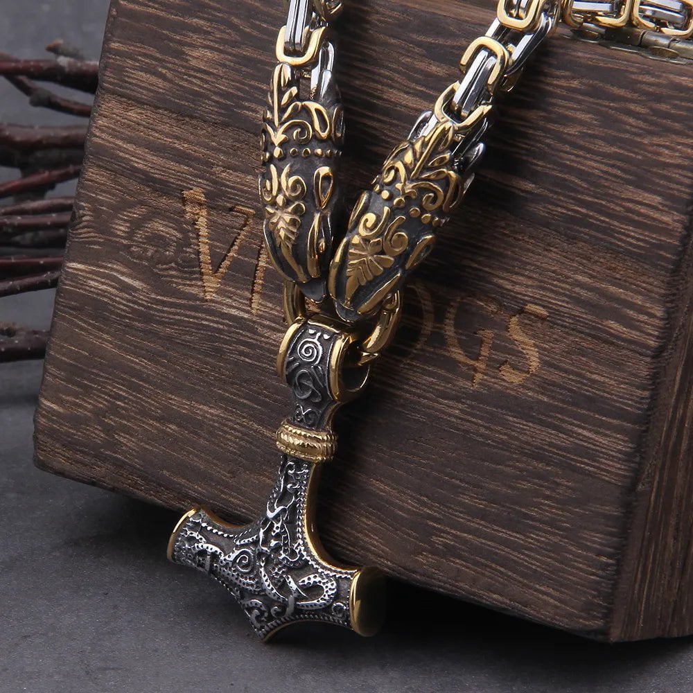 Viking nKing Chain Thor's Hammer Pendant Necklace Ancient Treasures Ancientreasures Viking Odin Thor Mjolnir Celtic Ancient Egypt Norse Norse Mythology