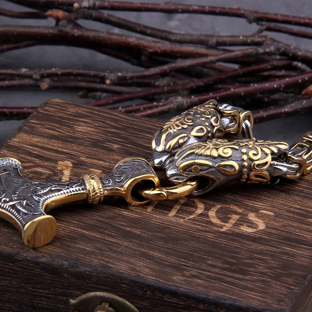 Viking nKing Chain Thor's Hammer Pendant Necklace Ancient Treasures Ancientreasures Viking Odin Thor Mjolnir Celtic Ancient Egypt Norse Norse Mythology