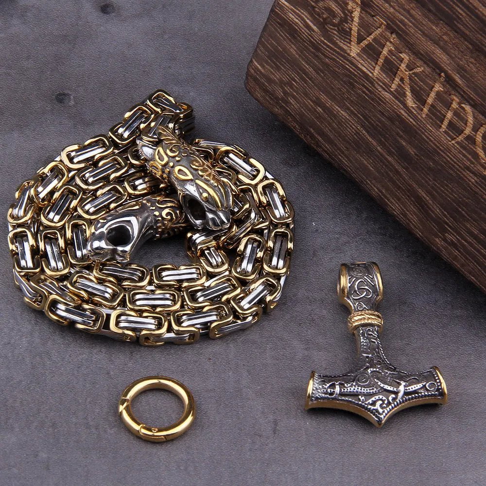 Viking nKing Chain Thor's Hammer Pendant Necklace Ancient Treasures Ancientreasures Viking Odin Thor Mjolnir Celtic Ancient Egypt Norse Norse Mythology