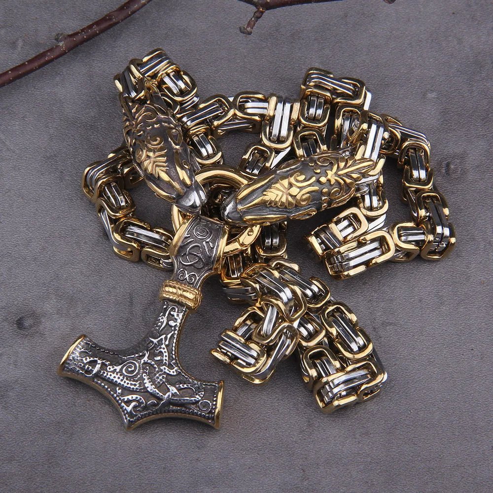 Viking nKing Chain Thor's Hammer Pendant Necklace Ancient Treasures Ancientreasures Viking Odin Thor Mjolnir Celtic Ancient Egypt Norse Norse Mythology