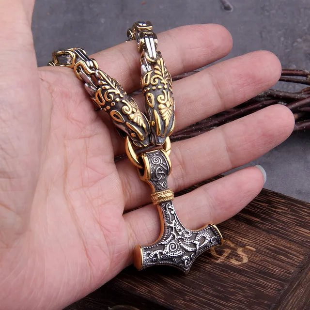 Viking nKing Chain Thor's Hammer Pendant Necklace Ancient Treasures Ancientreasures Viking Odin Thor Mjolnir Celtic Ancient Egypt Norse Norse Mythology