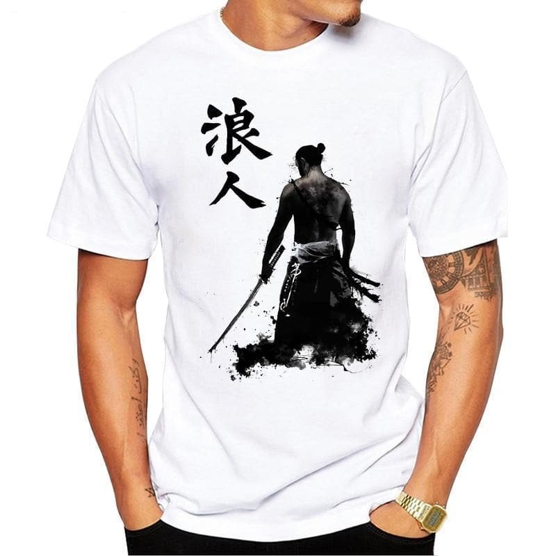 1237 / S Ancient Japanese Samurai  Armored  Printed -T-Shirt