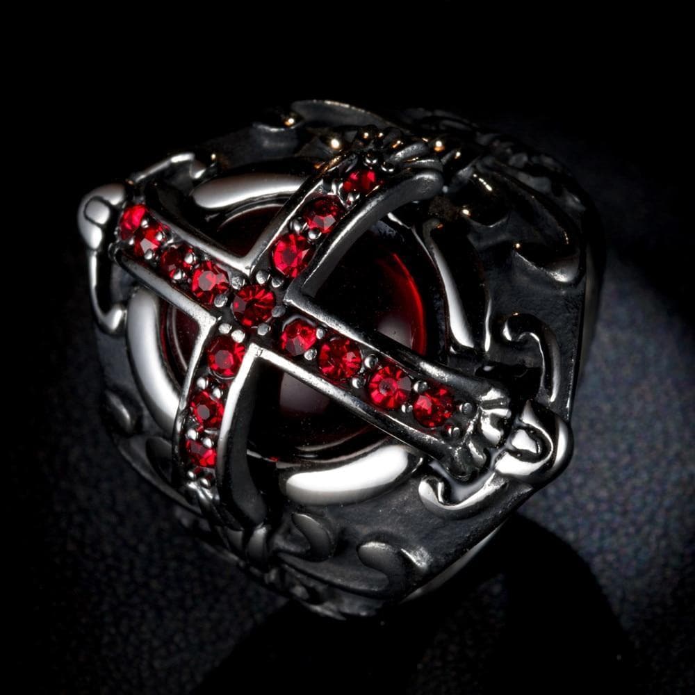 7 Knights Templar Red Stone Ring