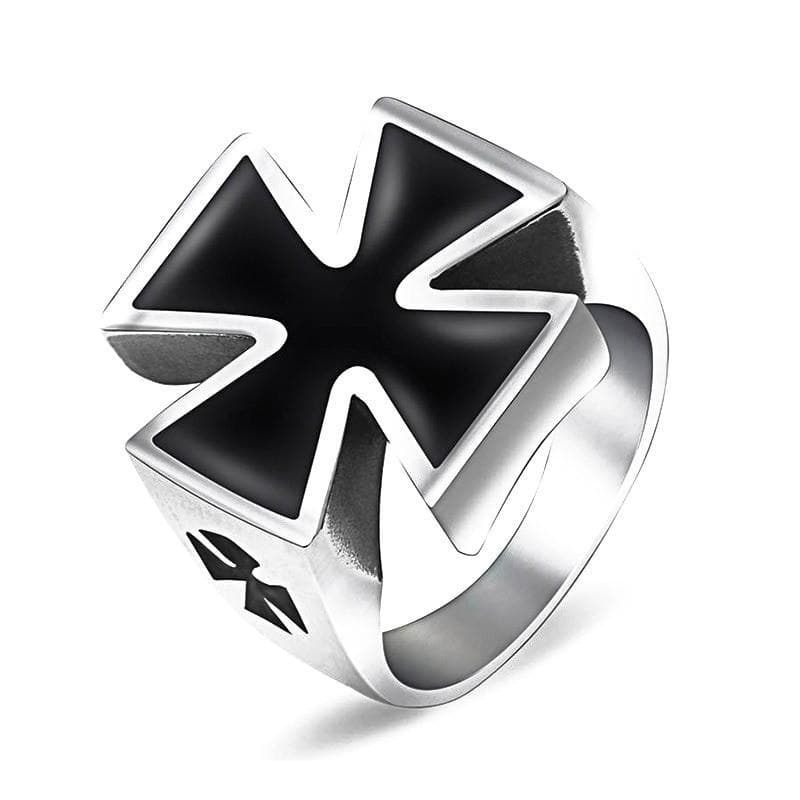 7 Stainless Steel Black Templar Knight Cross Ring
