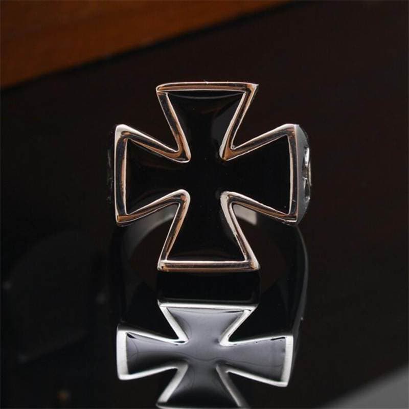 7 Stainless Steel Black Templar Knight Cross Ring