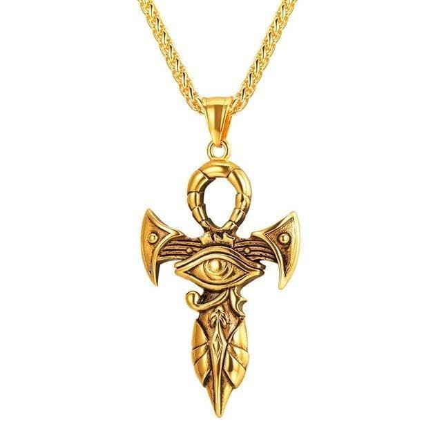 Ancient Egypt Gold color Ancient Egypt The Eye Of Horus Ankh Necklace