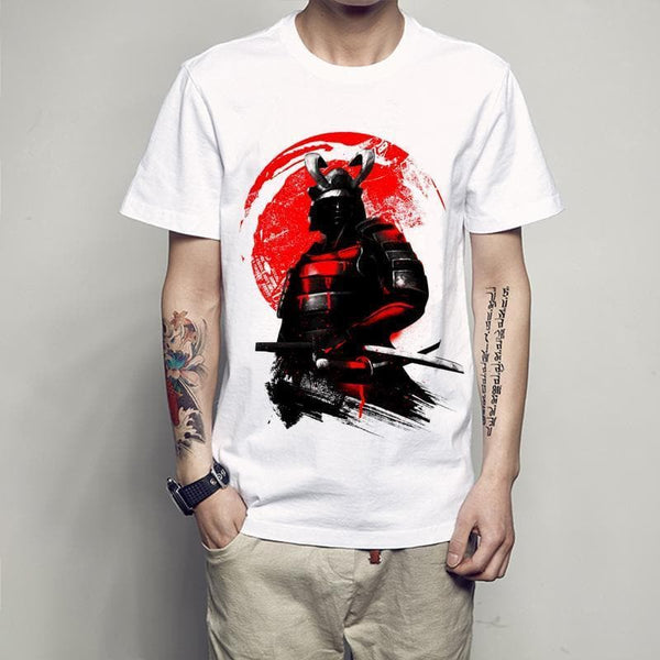 Ancient Japan Red & White Samurai Warrior T-Shirt - Ancient Treasures