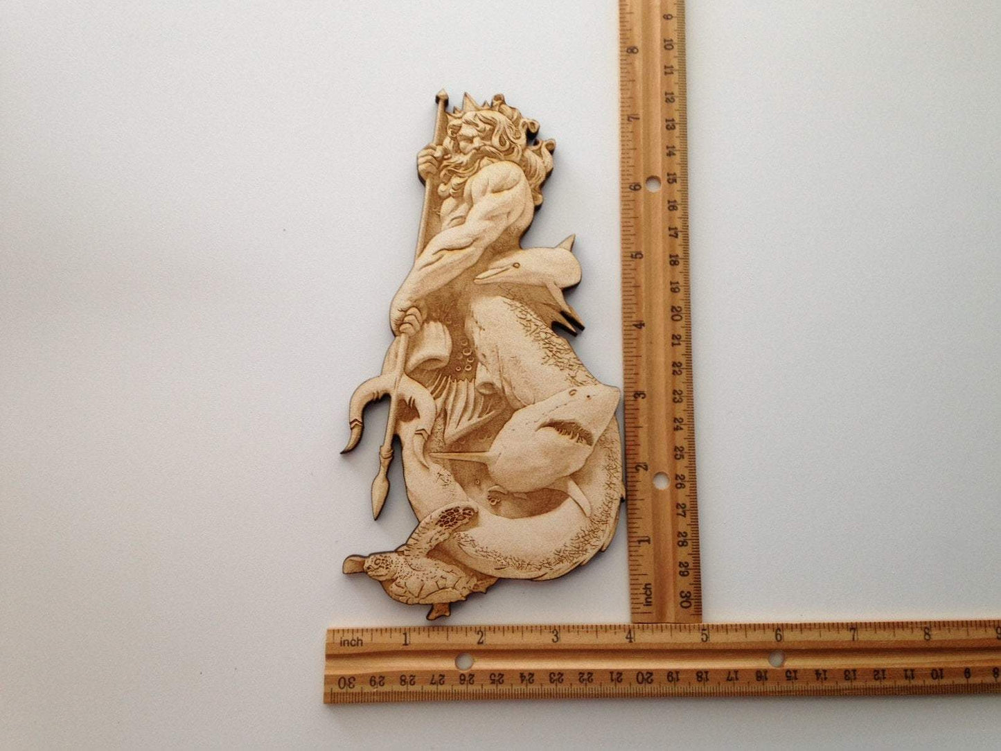 Ancient Rome God Neptune Wood Engraved Wall Art