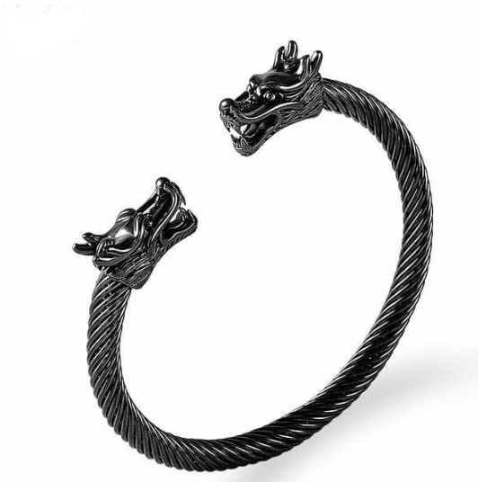 Bangles FYSARA Cable Wire Bangle Stainless Steel Dragon Bracelet Black Jewelry Fashion Viking Bracelet Men Wristband Cuff Bracelet Women|Bangles| Ancient Treasures Ancientreasures Viking Odin Thor Mjolnir Celtic Ancient Egypt Norse Norse Mythology