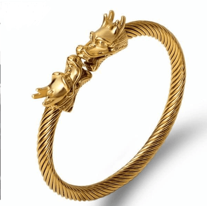 Bangles Gold color FYSARA Cable Wire Bangle Stainless Steel Dragon Bracelet Black Jewelry Fashion Viking Bracelet Men Wristband Cuff Bracelet Women|Bangles| Ancient Treasures Ancientreasures Viking Odin Thor Mjolnir Celtic Ancient Egypt Norse Norse Mythology