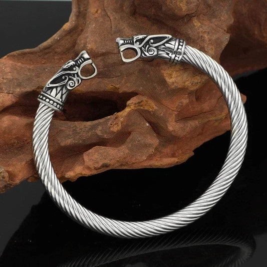 Bangles Plain Vikings Two Dragon Heads Stainless Steel Bracelet Ancient Treasures Ancientreasures Viking Odin Thor Mjolnir Celtic Ancient Egypt Norse Norse Mythology