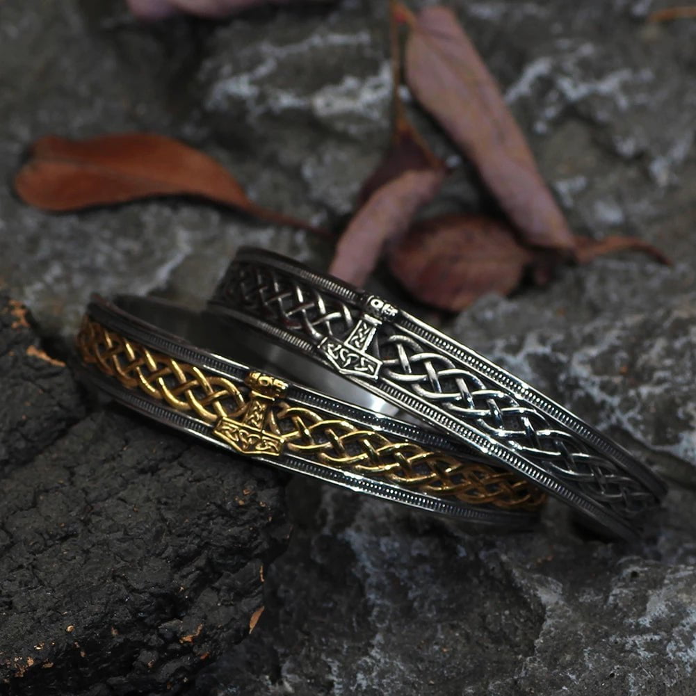 Bangles Vikings Thor's Hammer Stainless Steel Bangle Bracelet Ancient Treasures Ancientreasures Viking Odin Thor Mjolnir Celtic Ancient Egypt Norse Norse Mythology