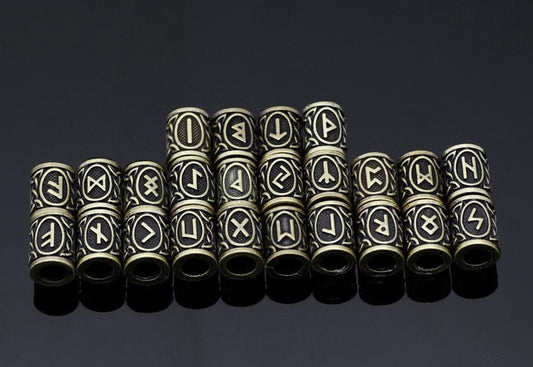 Beads Gold 24 Elder Futhark Runes Beard Beads Set Ancient Treasures Ancientreasures Viking Odin Thor Mjolnir Celtic Ancient Egypt Norse Norse Mythology