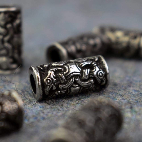 HAQUIL Viking Odin Bead Combo – 5 Stück, Vintage-Holzperlen Ca. 2,5 Cm, Nordisches Design, Für Haargummis & Zöpfe