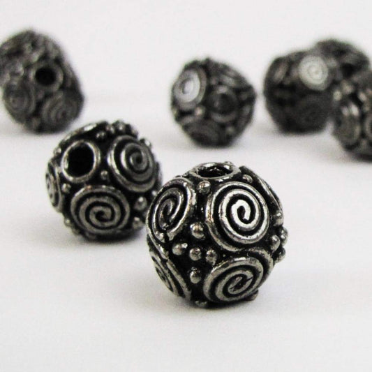 Vikings Spiral Granulated Pattern Pewter Bead