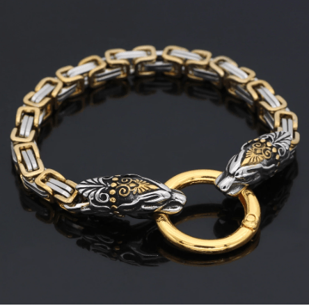 Bracelets 17CM Vikings Wolf Head Stainless Steel Bracelet Ancient Treasures Ancientreasures Viking Odin Thor Mjolnir Celtic Ancient Egypt Norse Norse Mythology