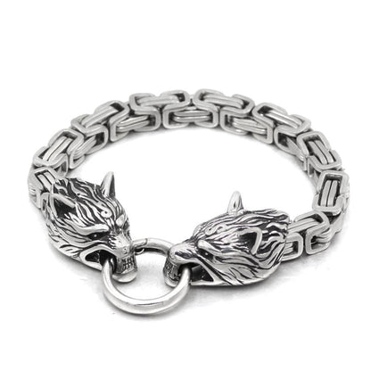 Bracelets 19CM / 7.4 Inches Solid Stainless Steel King's Chain Wolf Head Bracelet Ancient Treasures Ancientreasures Viking Odin Thor Mjolnir Celtic Ancient Egypt Norse Norse Mythology