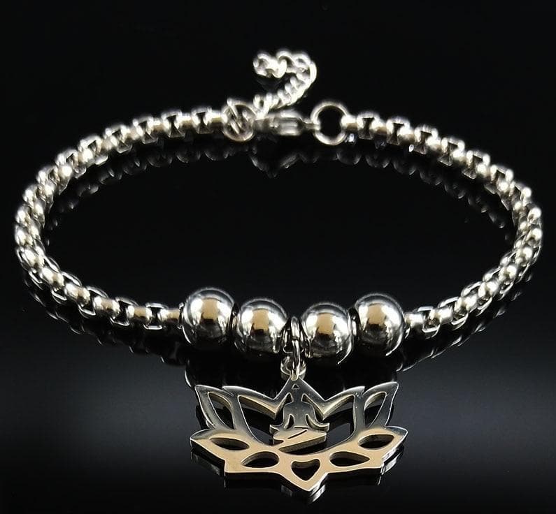 Bracelets 2021 New Fashion Lotus Stainless Steel Bracelets for Women Silver Color Bead Charm Bracelet Jewelry acero inoxidable B18280|Chain & Link Bracelets| Ancient Treasures Ancientreasures Viking Odin Thor Mjolnir Celtic Ancient Egypt Norse Norse Mythology