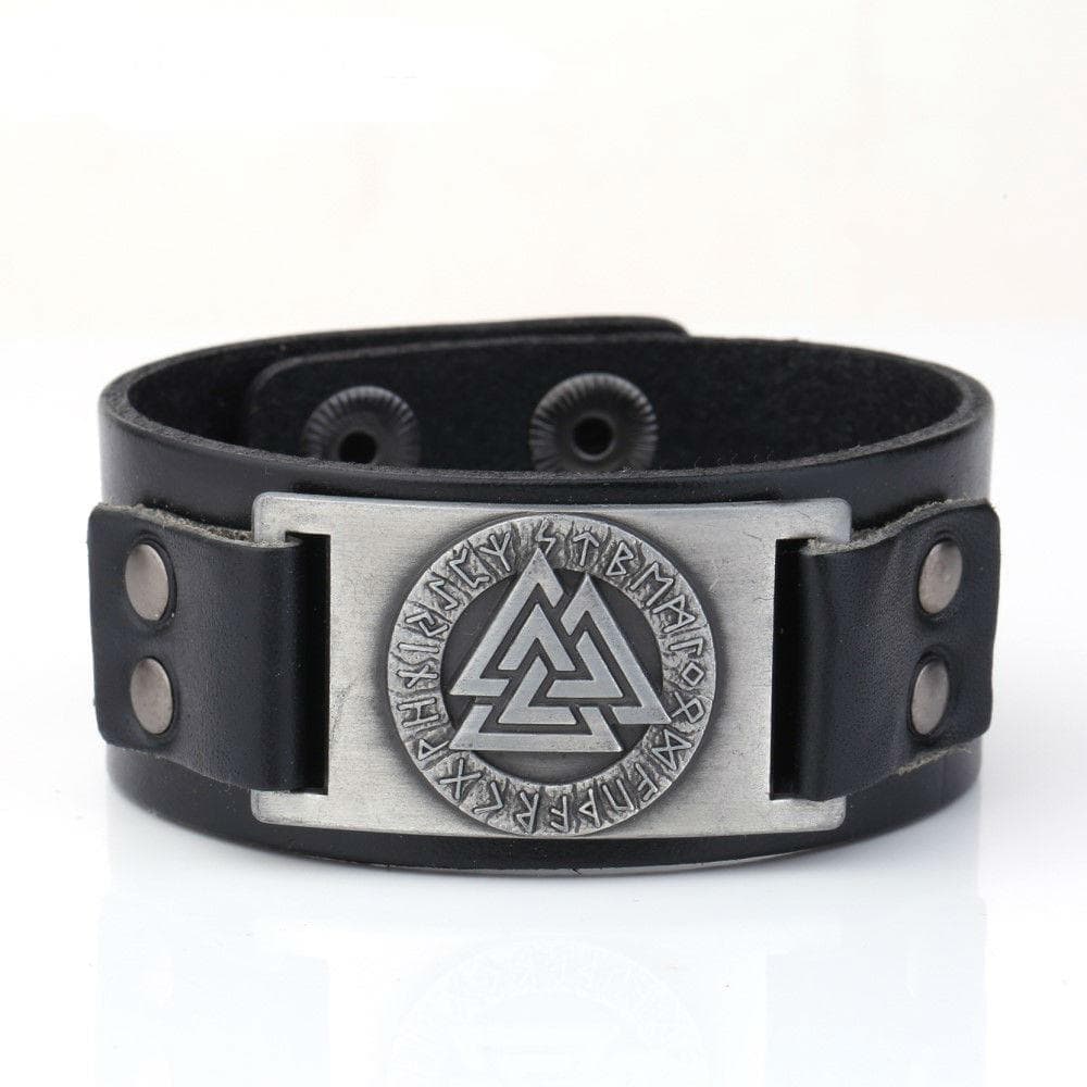 Bracelets Black Leather Viking Valknut Arm Cuff Ancient Treasures Ancientreasures Viking Odin Thor Mjolnir Celtic Ancient Egypt Norse Norse Mythology