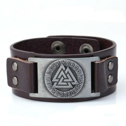 Bracelets Brown Leather Viking Valknut Arm Cuff Ancient Treasures Ancientreasures Viking Odin Thor Mjolnir Celtic Ancient Egypt Norse Norse Mythology