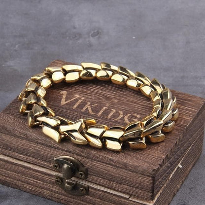 Bracelets Gold / 19 CM / 7 INCHES Viking Skeletal Dragon Bracelet Ancient Treasures Ancientreasures Viking Odin Thor Mjolnir Celtic Ancient Egypt Norse Norse Mythology