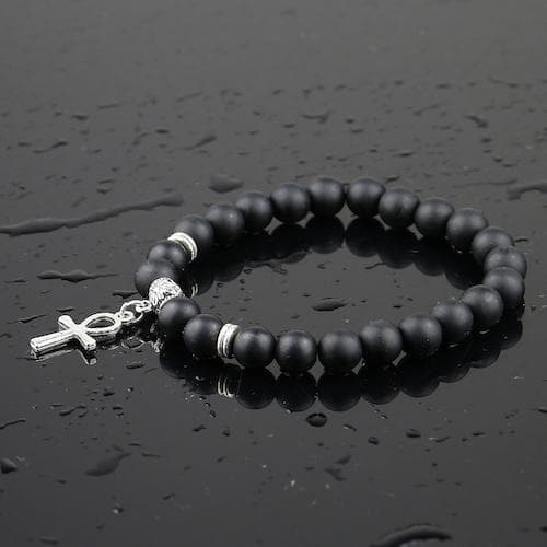 Bracelets Matte Agate Onix Stone Ankh Bracelet Ancient Treasures Ancientreasures Viking Odin Thor Mjolnir Celtic Ancient Egypt Norse Norse Mythology