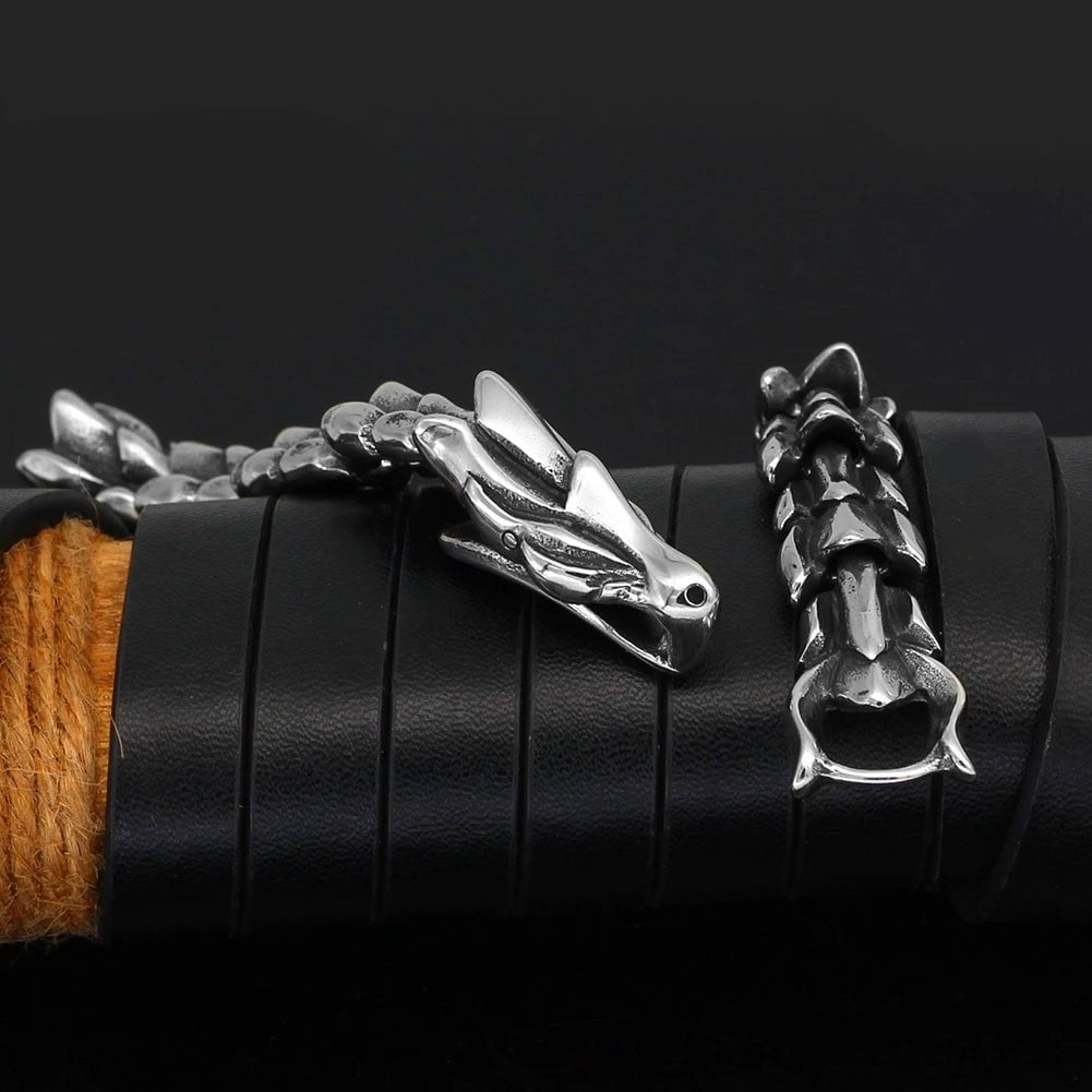 Bracelets Vikings Dragon Head Stainless Steel Bracelet Ancient Treasures Ancientreasures Viking Odin Thor Mjolnir Celtic Ancient Egypt Norse Norse Mythology