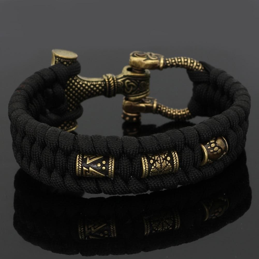 Bracelets Vikings Mjolnir Stainless Steel Black Paracord Bracelet Ancient Treasures Ancientreasures Viking Odin Thor Mjolnir Celtic Ancient Egypt Norse Norse Mythology