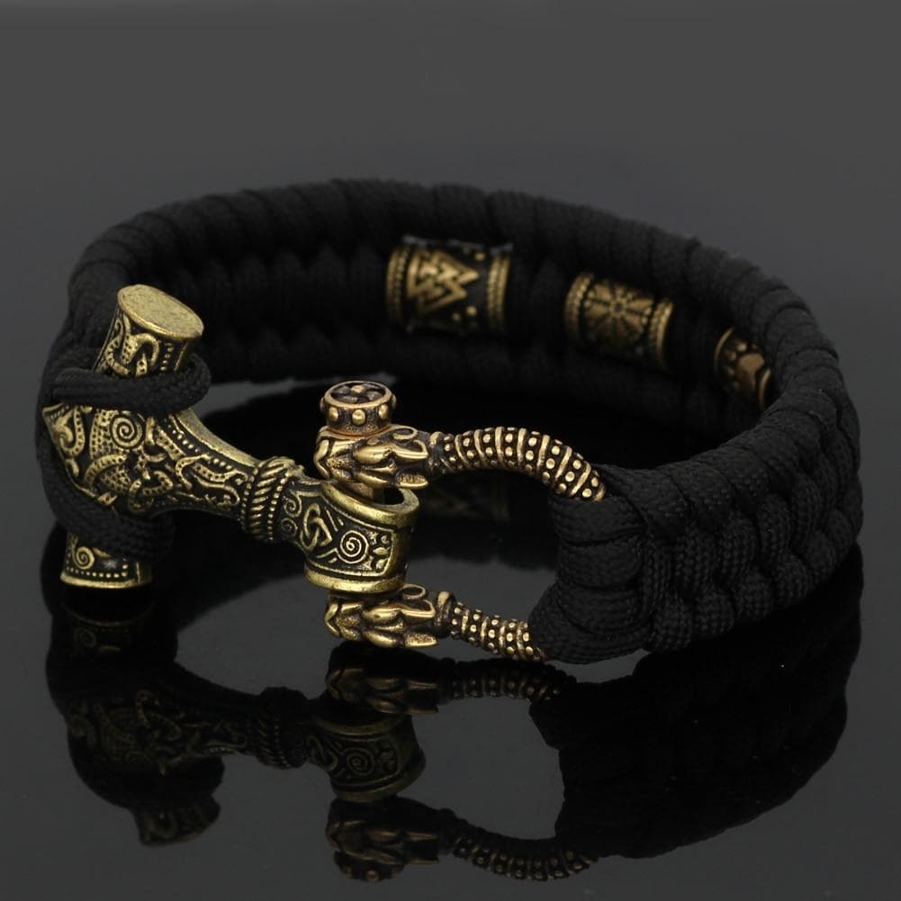 Bracelets Vikings Mjolnir Stainless Steel Black Paracord Bracelet Ancient Treasures Ancientreasures Viking Odin Thor Mjolnir Celtic Ancient Egypt Norse Norse Mythology