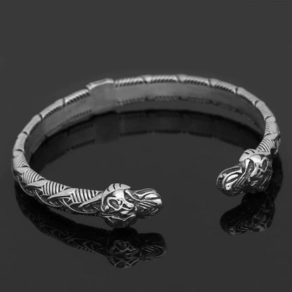 Bracelets Vikings Wolf Headed Stainless Steel Bracelet Ancient Treasures Ancientreasures Viking Odin Thor Mjolnir Celtic Ancient Egypt Norse Norse Mythology