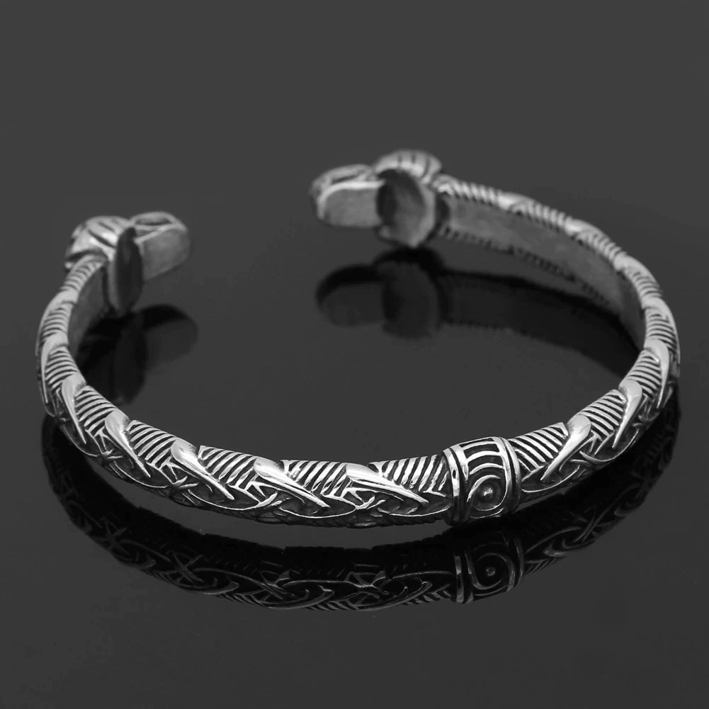 Bracelets Vikings Wolf Headed Stainless Steel Bracelet Ancient Treasures Ancientreasures Viking Odin Thor Mjolnir Celtic Ancient Egypt Norse Norse Mythology