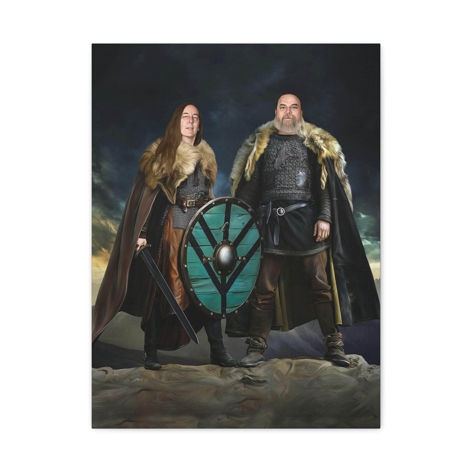 Canvas 18″ x 24″ (Vertical) / 1.25" 'Turn Us to Viking Couple' Customizable Portrait Canvas - Order #136782ant Ancient Treasures Ancientreasures Viking Odin Thor Mjolnir Celtic Ancient Egypt Norse Norse Mythology