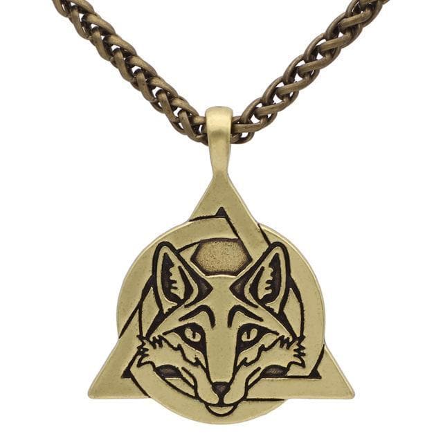 Celtic Gold Plated, Metal Chain Slavic Fox Trinity Necklace Ancient Treasures Ancientreasures Viking Odin Thor Mjolnir Celtic Ancient Egypt Norse Norse Mythology