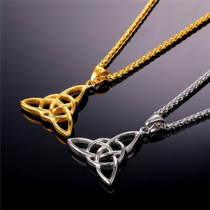 Celtic Gold-color Stainless Steel Triquetra Necklace