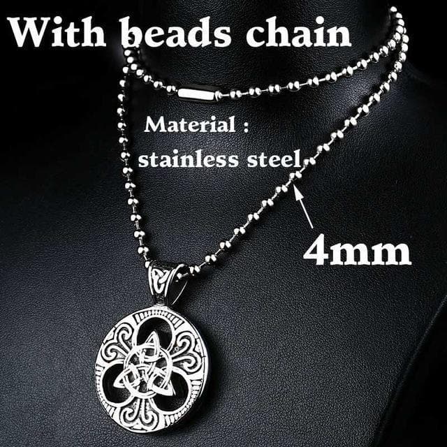 Celtic with beads chain / 55cm Stainless Steel Metal Chain with Triquetra Pendant Ancient Treasures Ancientreasures Viking Odin Thor Mjolnir Celtic Ancient Egypt Norse Norse Mythology