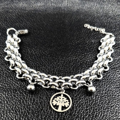 Chain & Link Bracelets Viking Yggdrasil Tree Stainless Steel Bracelet Ancient Treasures Ancientreasures Viking Odin Thor Mjolnir Celtic Ancient Egypt Norse Norse Mythology