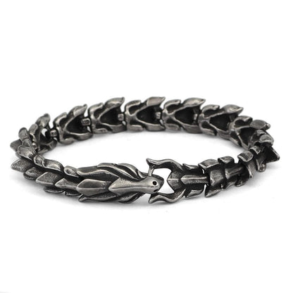 Chain & Link Bracelets Vikings Dragons and Serpents Stainless Steel Bracelet Ancient Treasures Ancientreasures Viking Odin Thor Mjolnir Celtic Ancient Egypt Norse Norse Mythology