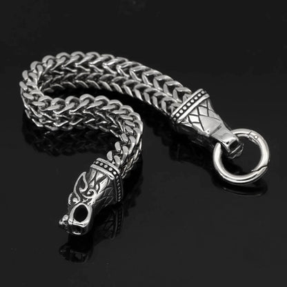 Chain & Link Bracelets Vikings Wolf Head Stainless Steel Charm Bracelet Ancient Treasures Ancientreasures Viking Odin Thor Mjolnir Celtic Ancient Egypt Norse Norse Mythology