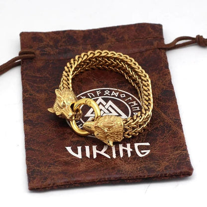 Chain & Link Bracelets Vikings Wolf Heads Stainless Steel Bracelet Ancient Treasures Ancientreasures Viking Odin Thor Mjolnir Celtic Ancient Egypt Norse Norse Mythology