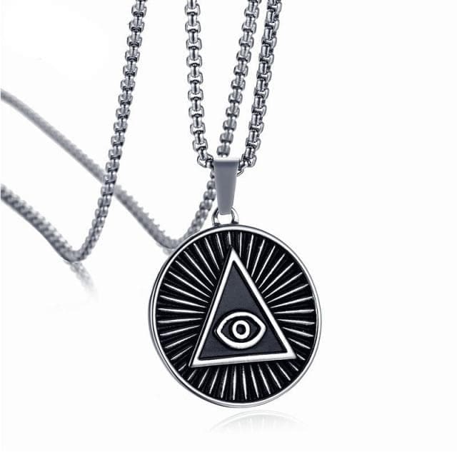Chain Necklaces 42444 / 60cm Modyle Mens Eye of Providence Pendant Necklace Vintage Stainless Steel Black All seeing Eye Male Jewelry|Chain Necklaces| Ancient Treasures Ancientreasures Viking Odin Thor Mjolnir Celtic Ancient Egypt Norse Norse Mythology