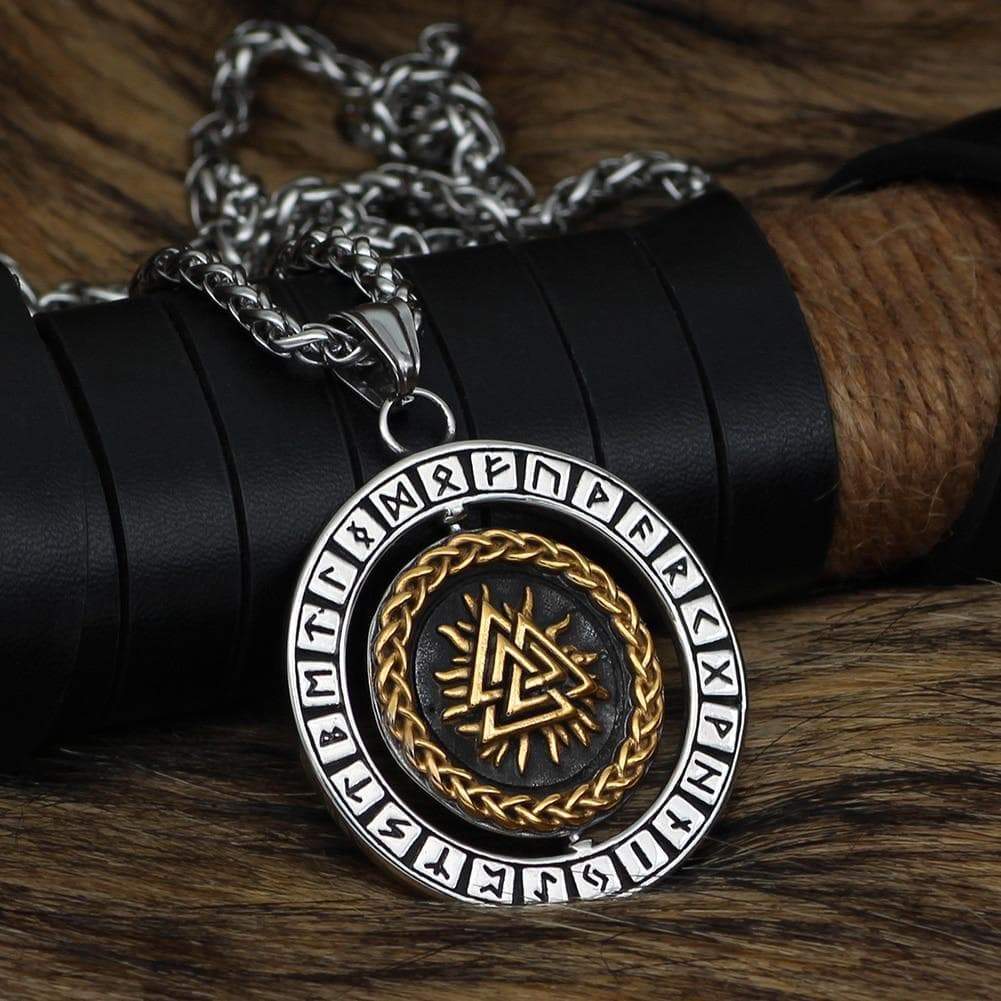 Chain Necklaces gold / 60cm Men Viking Vegvisir Necklace Stainless steel Nordic Valknut Roating Viking jewelry|Chain Necklaces| Ancient Treasures Ancientreasures Viking Odin Thor Mjolnir Celtic Ancient Egypt Norse Norse Mythology