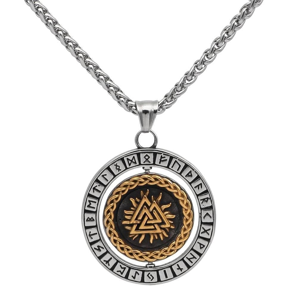 Chain Necklaces gold / 60cm Men Viking Vegvisir Necklace Stainless steel Nordic Valknut Roating Viking jewelry|Chain Necklaces| Ancient Treasures Ancientreasures Viking Odin Thor Mjolnir Celtic Ancient Egypt Norse Norse Mythology