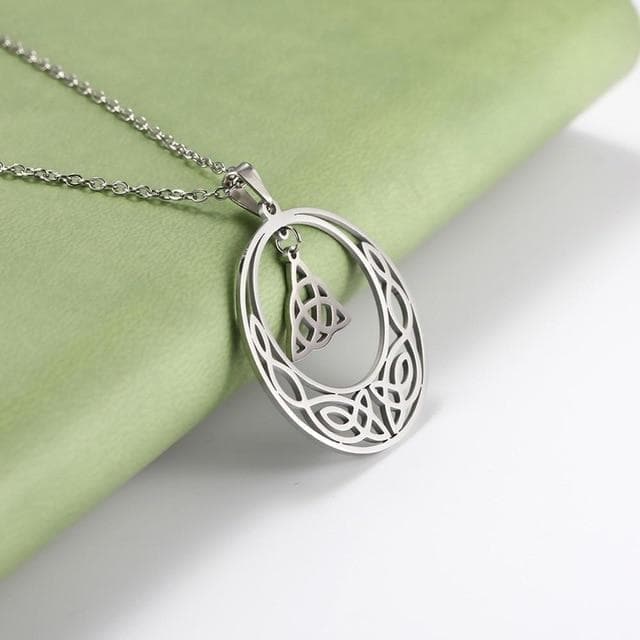 Chain Necklaces Knot1-Silver / 52CM Celtic Triquetra Moon Knot Stainless Steel Necklace Ancient Treasures Ancientreasures Viking Odin Thor Mjolnir Celtic Ancient Egypt Norse Norse Mythology